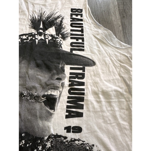 Pink Beautiful Trauma Top Adult XL White Double Sided Punk Goth Concert Band - Picture 4 of 9